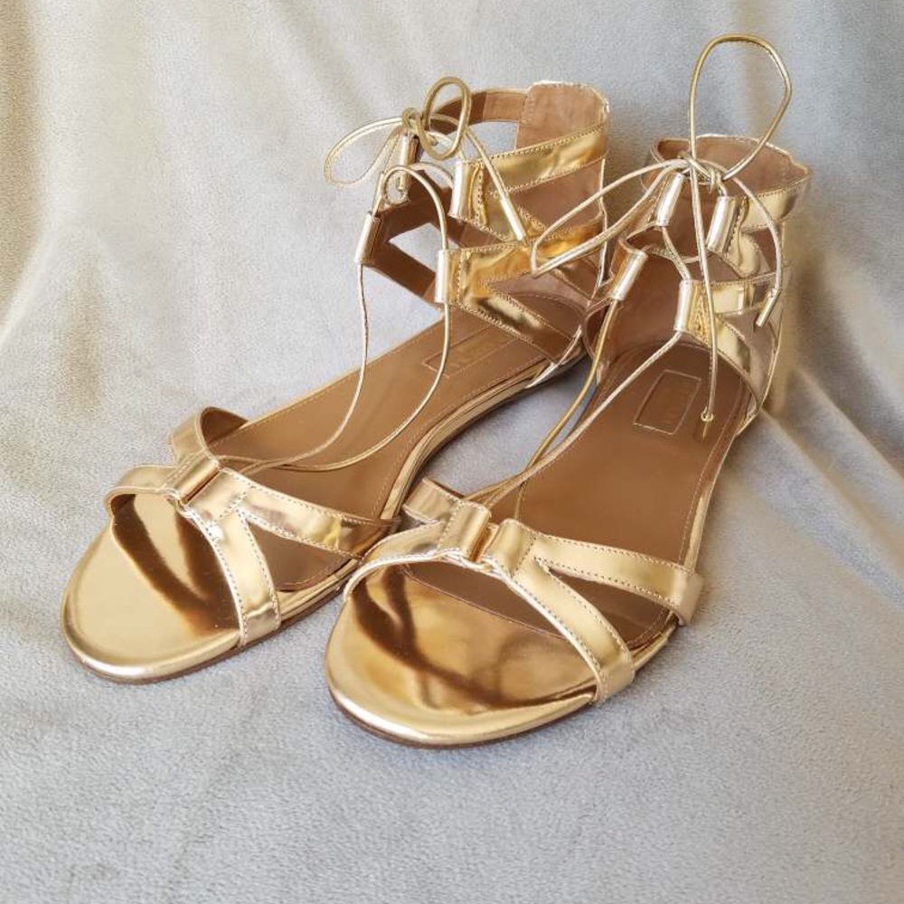 Aquazurra Beverly Hills Gold Sandals